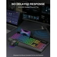 thumbnail image 4 of Combo Clavier et Souris Sans Fil - 9 Effets Rétroéclairés, RVB, Repose-Poignet Ergonomique, Support de Téléphone, Pleine Taille 2,4G, Rechargeable, Mode Veille, Touche Silencieuse, 4 of 9