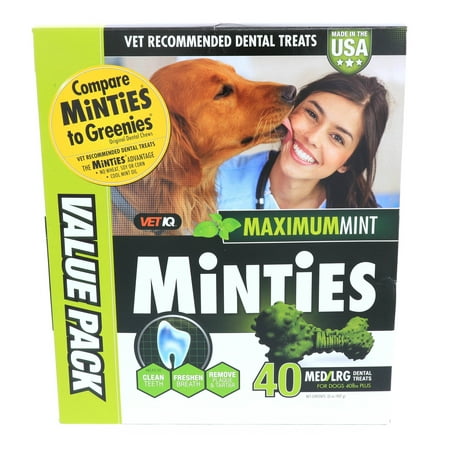Minties Teeth Cleaner Dental Dog Treats Medium/Large, 40 (Best Dog Food For Teeth)
