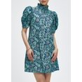 thumbnail image 2 of Vestido Ladyful Summer Floral de manga corta con botones azules para mujer, 2 of 6