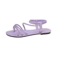 thumbnail image 2 of HTHLVMD Women's Minimalist Gladiator Sandals, Women's Large Size Cross-Strap Flat-Bottom Sandals - Fashionable, Comfortable & Breathable Beachwear Essentials, Light Purple 7, 2 of 6