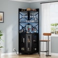 thumbnail image 4 of Homieasy Adjustable Industrial Wine Cabinet with LED Strip and Glass Holder, Wood and Steel Black, 4 of 7