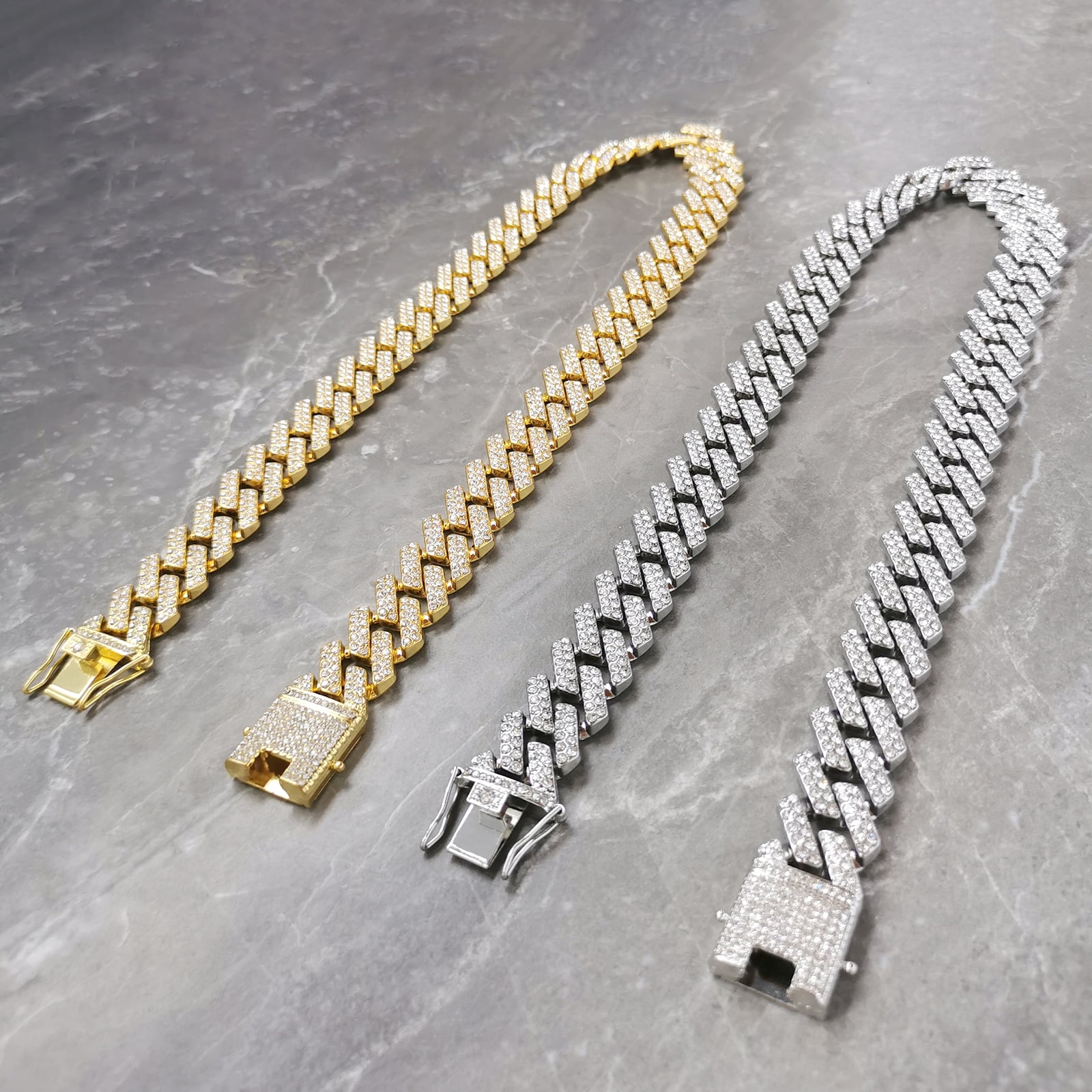 Mens Cuban Link Chain, 20MM Cuban Chain Zinc Alloy AAA+ Rhinestone Necklace for Men Hip Hop Chains