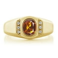 thumbnail image 2 of Gem Stone King 1.16 Ct Orange Red Madeira Citrine White Created Sapphire 18K Yellow Gold Plated Silver Men's Ring, 2 of 6
