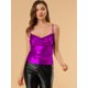 thumbnail image 3 of INSPIRE CHIC Top De Camisola Cuello Redondo Escote Metálico Brillante Correa De Espagueti Blusa Sin Mangas Para Mujer Morado Oscuro M, 3 of 6