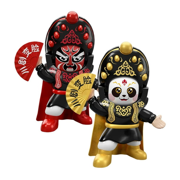 2 piezas de maquillaje de cara de ópera, muñeca que cambia de cara, figuritas pequeñas, artes populares, portátil, tradicional, para regalos de Año Nuevo, vacaciones para niños