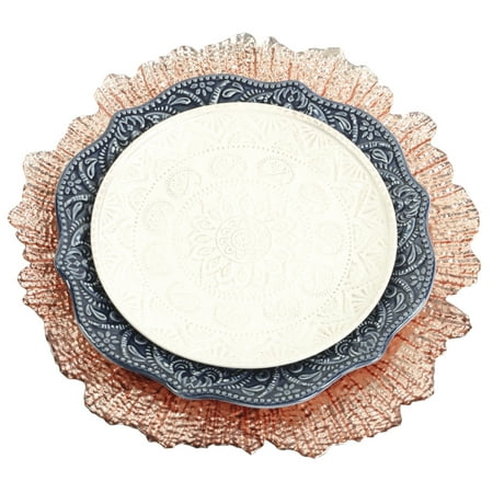charger plates koyal wholesale rose gold reef starburst flora bulk glass
