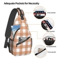 thumbnail image 4 of ZNDUO Sling Bag, Men Shoulder Backpack Small Cross Body Chest Sling Backpack-Brown Gingham Print Pattern, 4 of 8