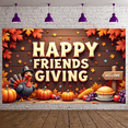thumbnail image 3 of Wood Texture Happy Friendsgiving Pumpkin Banner Decorative Turkey Pie Design for Autumn Celebration Holiday Decoration Indoor, 3 of 3