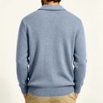 thumbnail image 4 of Men’s Long Sleeve Sweater Open V‑Neck Half Placket Textured Cable Knit Pullover Casual Relaxed Fit Collared Top, 4 of 8