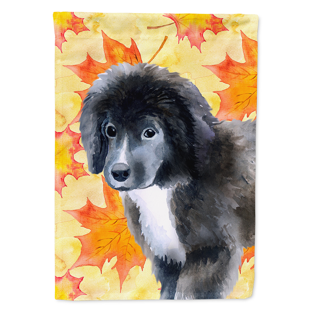 Newfoundland Puppy Fall Flag Canvas House Size