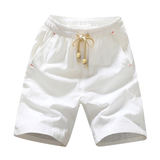 Pantalones cortos de lino para hombre: pantalones cortos de playa holgados e informales, mezcla transpirable, versátiles para correr y relajarse, disponibles en varias tallas