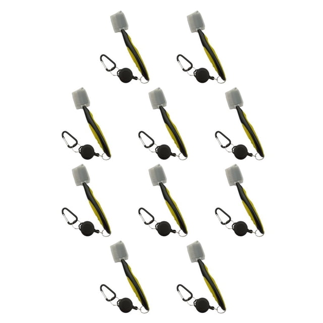 Soidarity Cepillo para palos de golf, portátil, de mano, de Color sólido, telescópico, cepillos para zapatos, herramienta de limpieza, Amarillo con tapa 10Conjunto