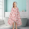 thumbnail image 6 of Pink Christmas Snowman Pattern Hooded Bath Towel，60"x35" for Ages 3 To 12 Kids, Quick Dry Lightweight Soft Microfiber Hood Beach Towel Cover Up for Kids, 6 of 7
