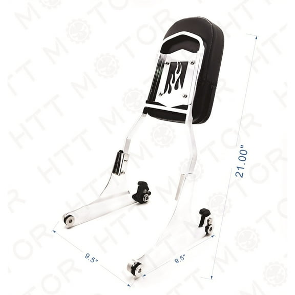 HTT-MOTOR Flame Detachable Backrest Sissy Bar Chrome For Harley 00-later FXST FXSTB FXSTS