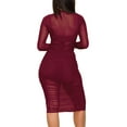 thumbnail image 3 of Seyurigaoka Female Plus Size  Solid Color O-Neck Long Sleeve See-Throught Dress+ Vest+ Shorts, 3 of 4