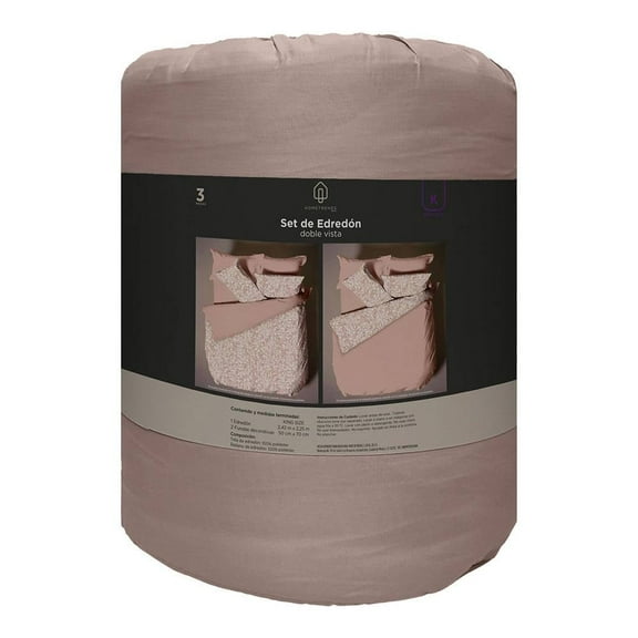 Set De Edredón Hometrends Rosa 3 Piezas King Size