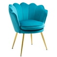 thumbnail image 4 of Velvet Accent Chairs Set of 2 for Living Room, Mid Century Modern Occasional Arm Chair, Comfy Vanity Chair for Makeup Room, Reception Armchair with Golden Legs for Bedroom, (2, Sky Blue), 4 of 4