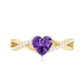 thumbnail image 5 of Rosec Jewels Heart Shape Amethyst Solitaire Crossover Ring with Diamond (6 mm), 18K Yellow Gold, US 7.50, 5 of 9
