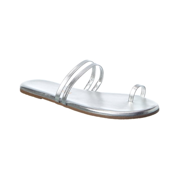 TKEES Leah Leather Sandal, 7, Silver