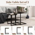 thumbnail image 6 of Gymax 3 Pcs Nesting Coffee End Table Set Stacking Side Nightstand Living Room Gray, 6 of 10