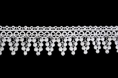 Lily 2.25" White and Ivory Venise Vintage Circular Lace Trim By Yard