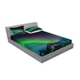 thumbnail image 2 of Ambesonne Nature Fitted Sheet & Pillow Sham Set, Sky Rocky Hill Wild, Queen, Blue Violet Lime Green, 2 of 2