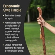 Brazos Trekking Pole Hiking Stick for Men and Women Handcrafted of Lightweight Wood and , Red Oak, 55 Inches