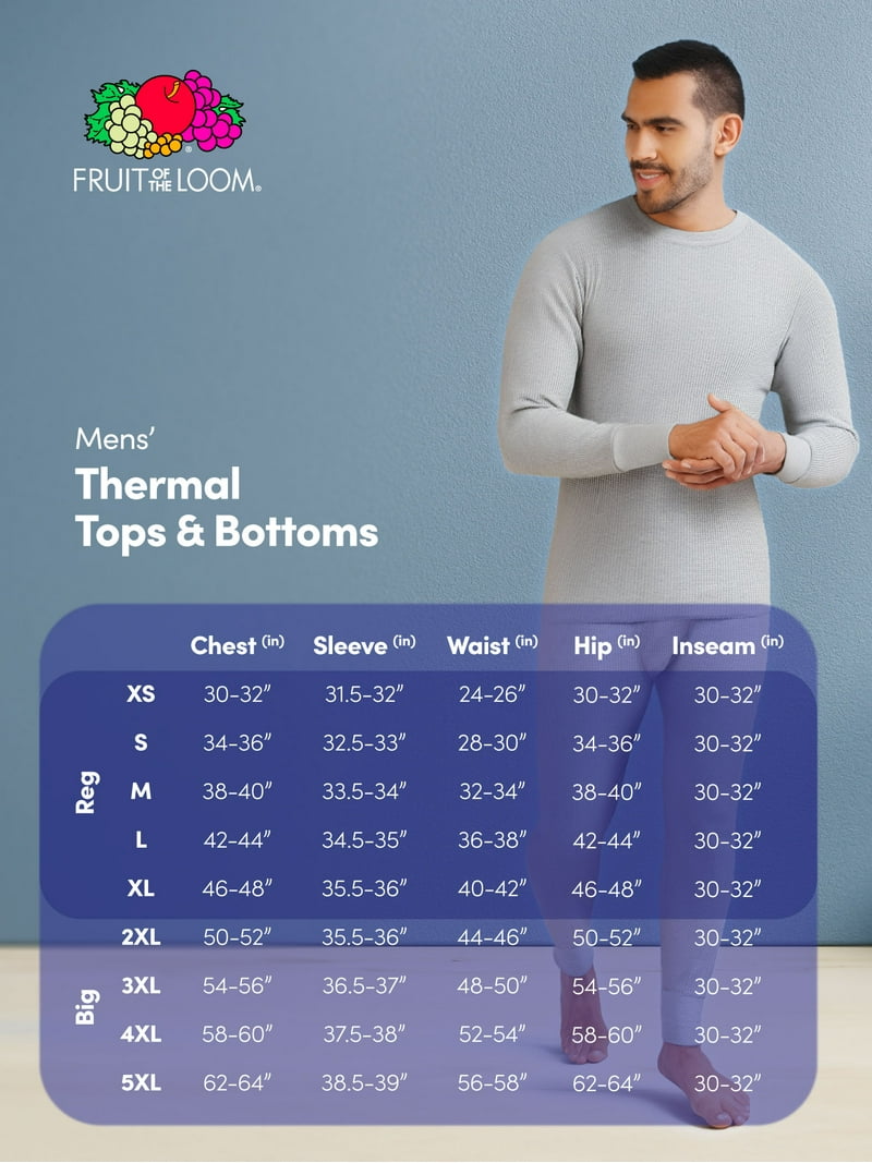 Fruit of the Loom Men's Thermal Waffle Crew Top, 2-Pack, Sizes S