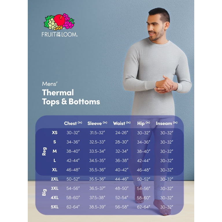 Fruit of the Loom Men's Thermal Waffle Crew Top, 2-Pack, Sizes S