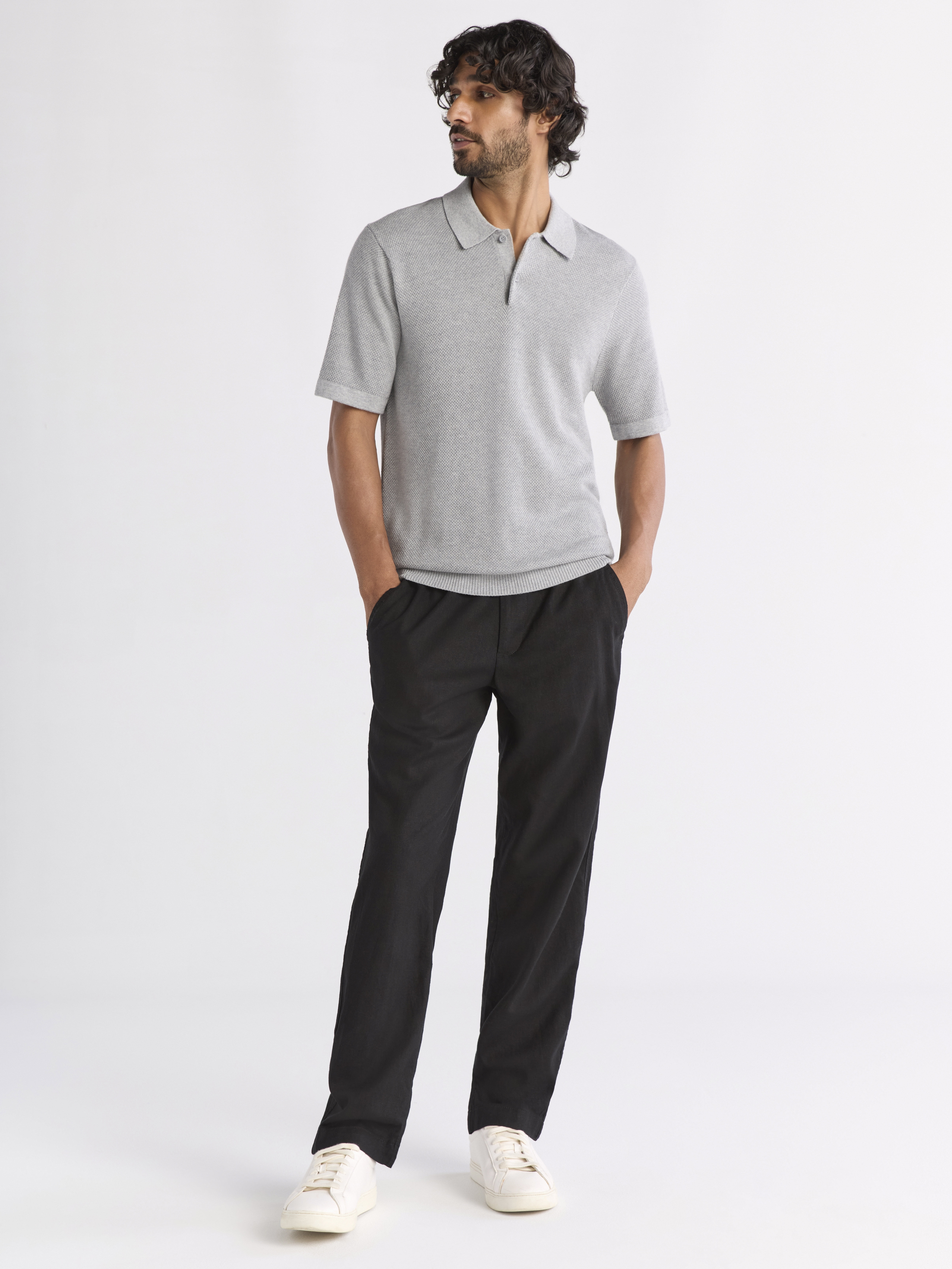Free Assembly Men's Textured Sweater Polo with Short Sleeves, Sizes S-3XL