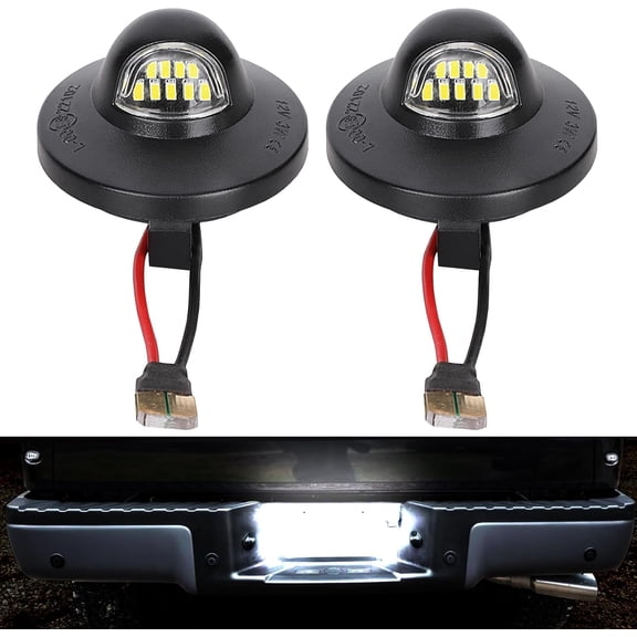 BWTAUTTO One Size LED Exterior Decorative Lights fits Ford License Plate Light Black Adjustable Head Lamp, 2 Pieces