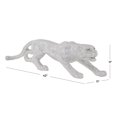 thumbnail image 4 of 42" x 11" Silver Polystone Floor Leopard Sculpture with Carved Faceted Diamond Exterior, by DecMode, 4 of 14