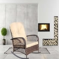 thumbnail image 6 of Gzxs Outdoor Patio Rocking Chair - Wicker Rattan Rocker Chair with Steel Frame for Front Porch, Backyard, Balcony, Poolside and Garden (Brown), 6 of 7