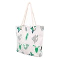 thumbnail image 2 of Premium Large Cactus Print Cotton Canvas Tote Shoulder Bag Handbag, 2 of 5