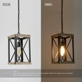 thumbnail image 6 of LNC 1-Light Farmhouse Matte Black and Wood X Square Shape Pendant For Kitchen Island, 6 of 11