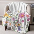 thumbnail image 6 of Rustic Watercolor Floral Throw Blankets, Wild Flowers Pink Yellow Green Soft Fleece Blanket Decorative for Home Sofa Couch Chair Living Bedroom, 40x50 inches,, 6 of 8