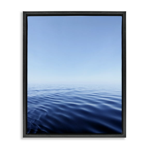 Stupell Industries Cool Blue Ocean Ripples Landscape & Nature Photography Black Floater Framed Canvas Art Print Wall Art, 17 x 21