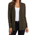 thumbnail image 2 of Women'S Open Front Knit Cardigan Sweater Long Sleeve with Pocket Coffee L, 2 of 10