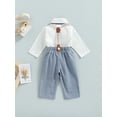 thumbnail image 4 of Qiylii Baby Boy Shirt Romper + Pants + Bow Tie + Adjustable Straps, Elastic Waist Gentleman Style Spring Clothing,0-3Years, 4 of 9