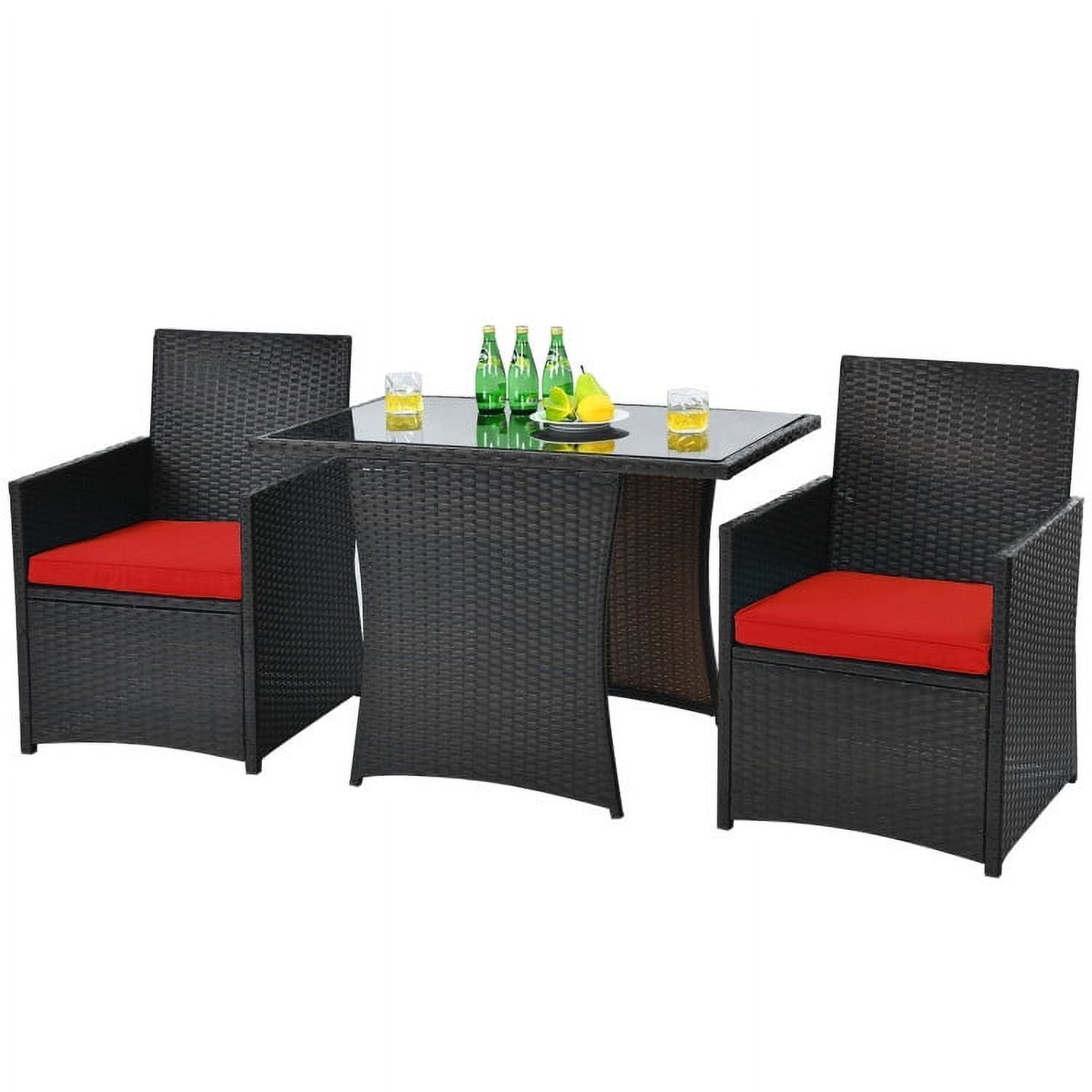 Aimee Lii 3 Pieces Wicker Patio Furniture Set with Cushion and Sofa Armrest, Small Patio Set, Red Aimee Lii 3 Pieces Wicker Patio Furniture Set with Cushion and Sofa Armrest, Small Patio Set, Red
