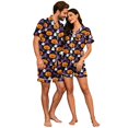 thumbnail image 4 of Matching Halloween Pajamas for Couples 2 Piece Short Sleeve Button Down Pjs Soft Breathable Sleepwear Loungewear for Women Men Pumpkin Ghost Bat Web Print Orange L, 4 of 6