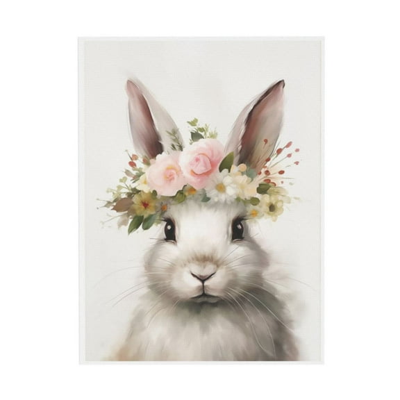 WFSposter Bunny Rabbit Canvas Wall Art Cute Animal Paintings Watercolor Rabbit Print Flower Crown Animal Nursery Wall Art Cute Bunny Poster Animal Artwork for Girl Nursery Easter Bunny Pictures