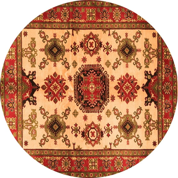 Ahgly Company Indoor Round Persian Orange Traditional Area Rugs, 4' Round