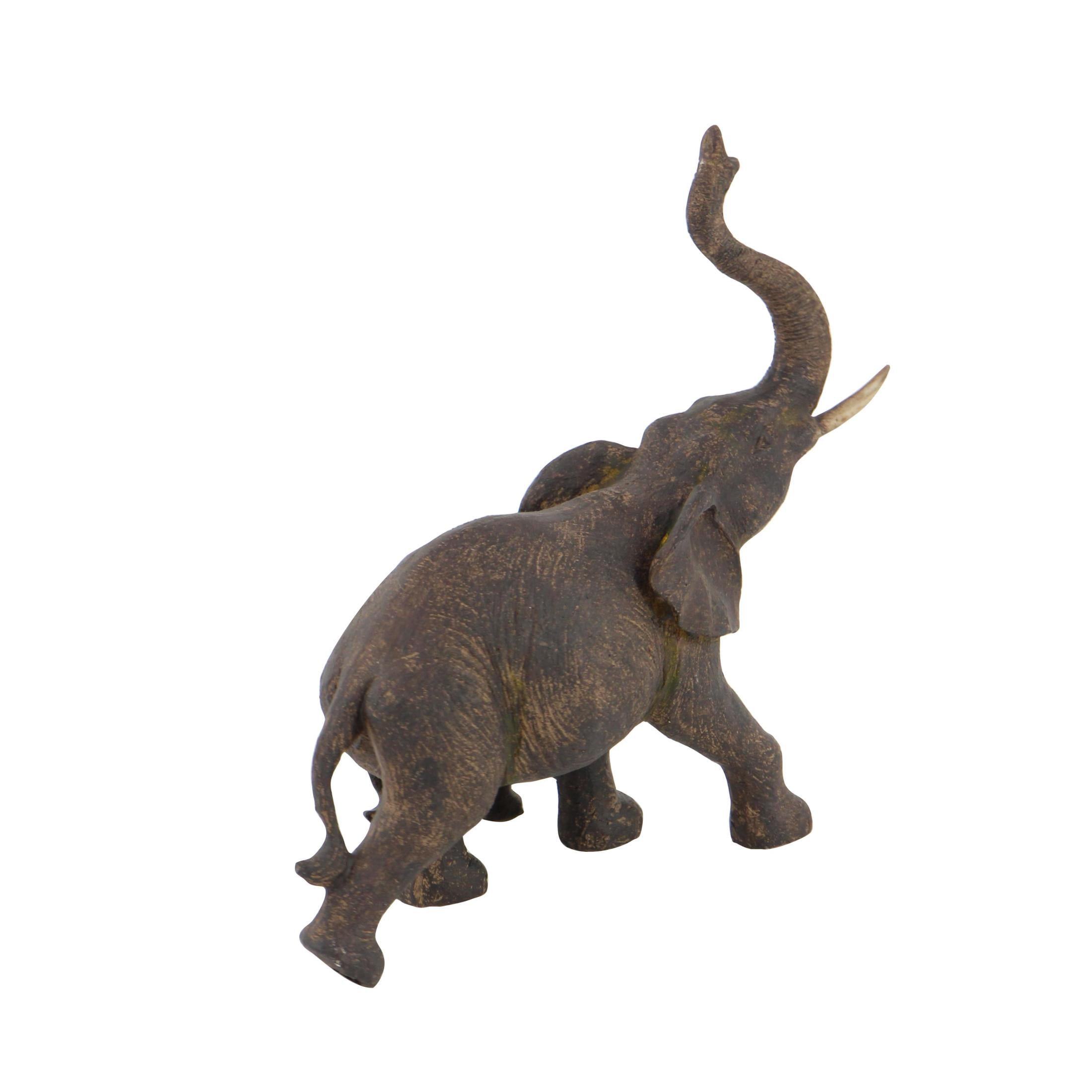 11" x 11" Brown Polystone Elephant Sculpture, by DecMode