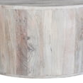 thumbnail image 5 of 36 Inch Coffee Table- Handcrafted Drum Shape- Washed White Mango Wood, 5 of 5