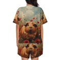 thumbnail image 4 of Womens Pajama Sets With Pocket, Rose Cute Guinea Pig Lounge Sets Short Sleeve Sleepwear PJ Sets for Women, 4 of 6