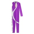 thumbnail image 5 of TSSOE Women Shiny Rhinestone Gymnastics Leotard Unitard Ruffles Dance Jumpsuit Full Body Leotard Dancewear Purple M, 5 of 7