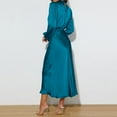 thumbnail image 5 of IDOPIP Women's Elegant Long Sleeve Satin Dress Mock Neck Elastic Waist Cocktail Party Maxi Dress, 5 of 8