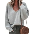 thumbnail image 1 of Innerwin Jumper Tops Long Sleeve Ladies Sweater Work Solid Color Casual Pullover Light Grey L, 1 of 2