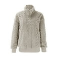 thumbnail image 2 of WTXUE Women's Oversized Cable Knit Pullover Sweatshirts Quarter Zip Collared Fleece Lined Jacket Fall Winter Fashion Warm Trendy Sweater for Cold Weather Beige L, 2 of 8